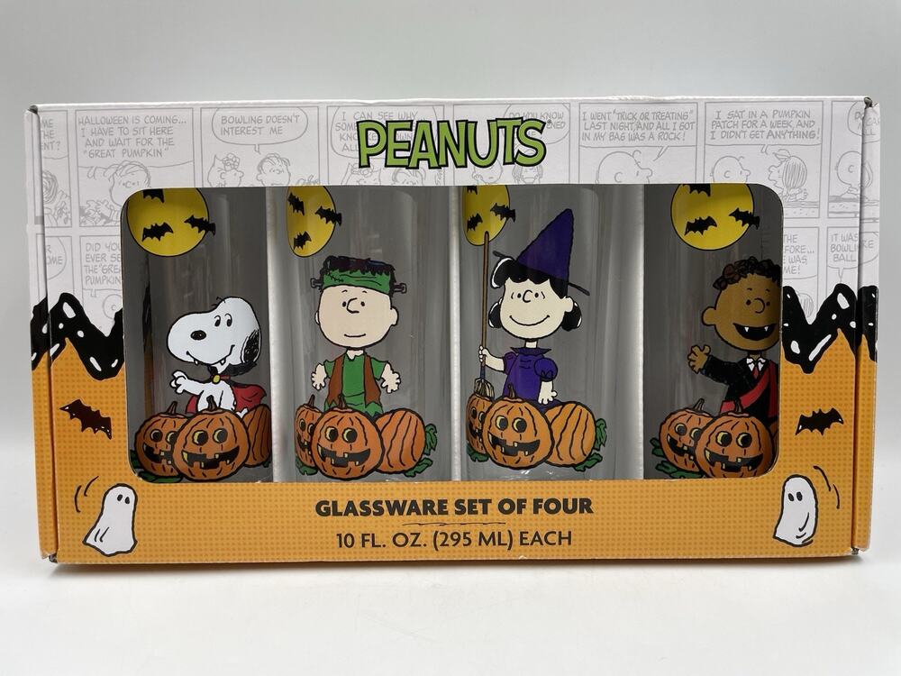 2026 Peanuts Snoopy Halloween Limited Edition 10 oz Glass 4-Pack NIP
